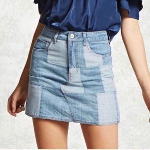 Forever 21 / Denim Patchwork Skirt